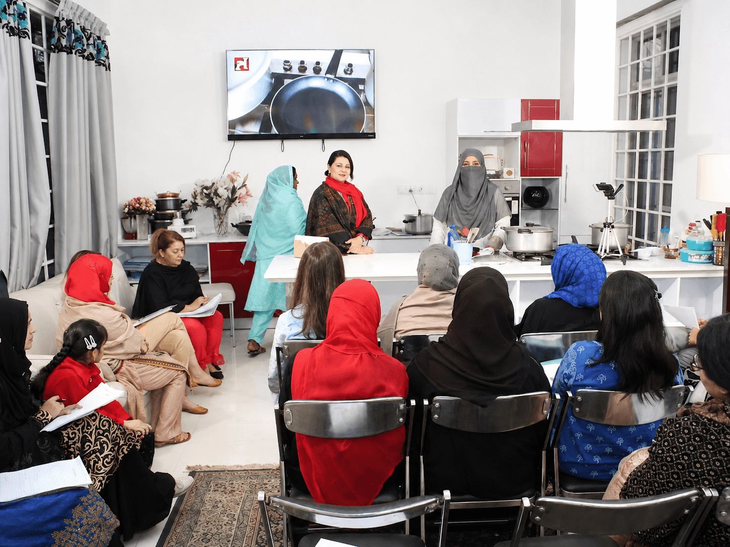 Fully equipped cooking training studio at SB Kitchens Lahore
